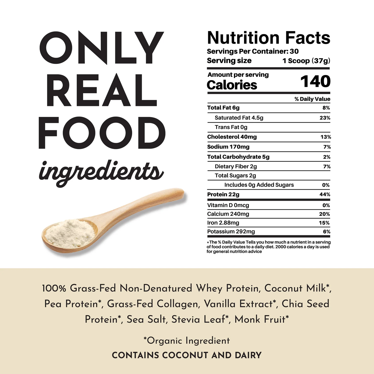 100% Grass Fed Whey Protein Powder