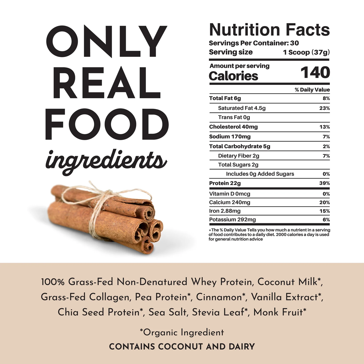100% Grass Fed Whey Protein Powder