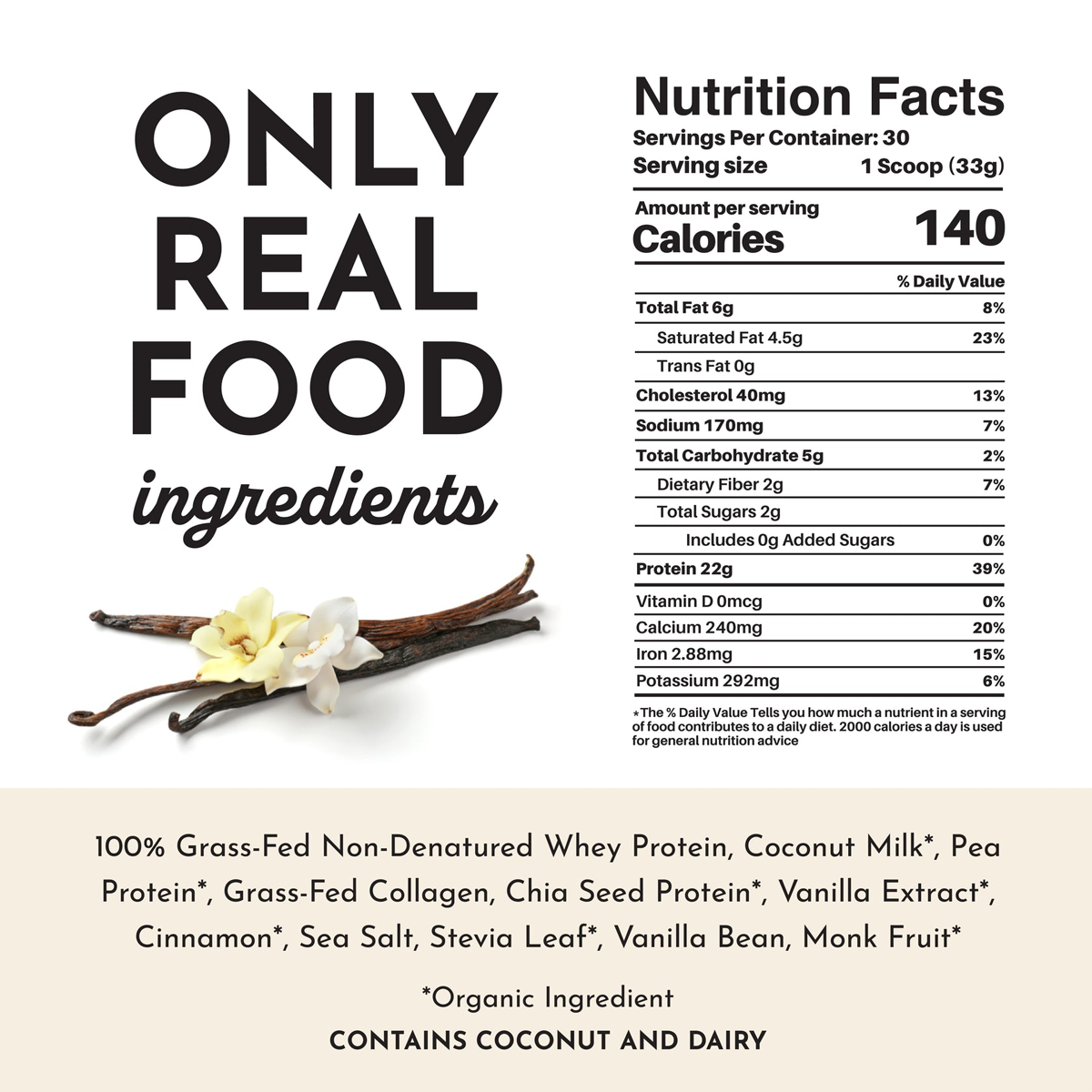 100% Grass Fed Whey Protein Powder
